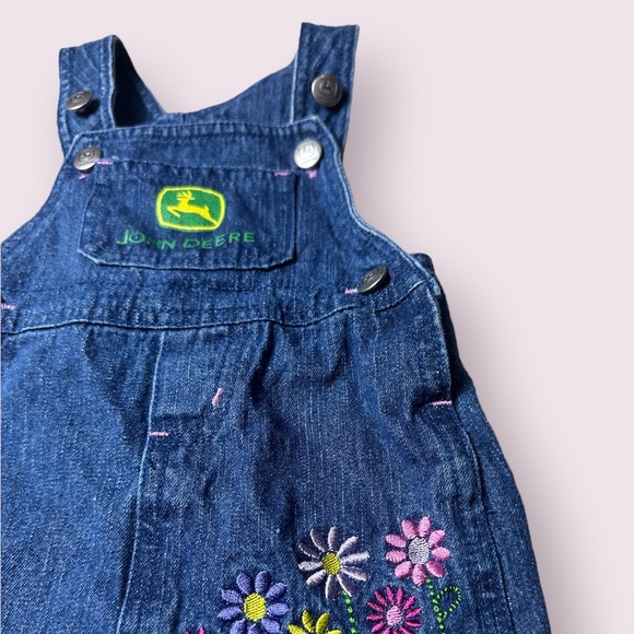 Baby John Deere Denim Overall Dress With Flower Detail Size 3/6 Months - Picture 4 of 7